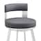 Armen Living Lynof Swivel Bar Stool in Silver Metal with Gray Faux Leather 840254335530 - alternate 4
